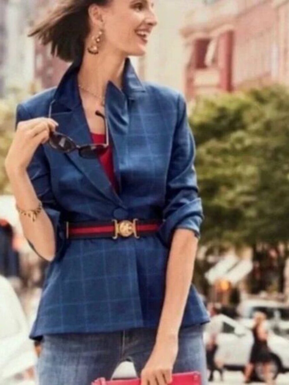 Cabi Sunset Kiss Windowpane Blazer in Blue - Size 8